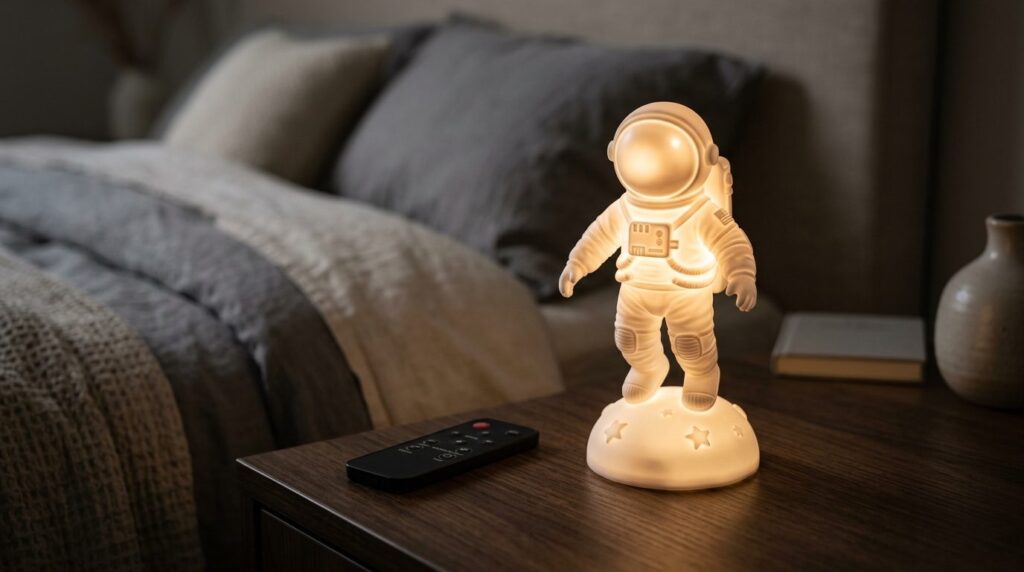 Close-up detail shot of modern decorative night light in ast