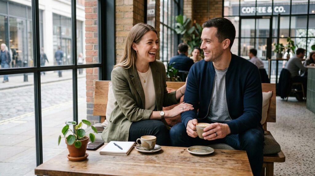 Lifestyle fashion photograph of a young professional couple 